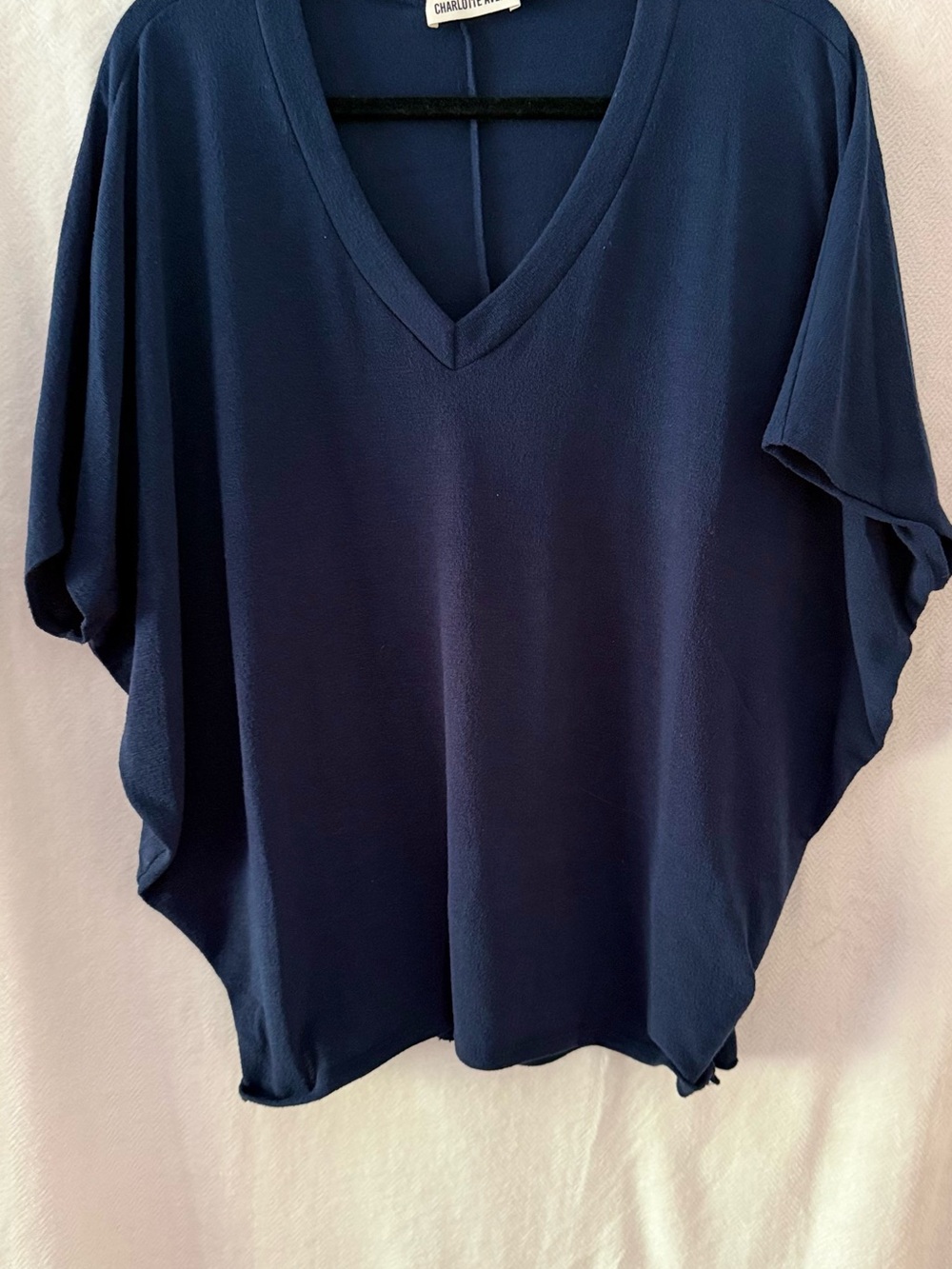 Charlotte Russe Navy V-Neck Dolman Tunic Top